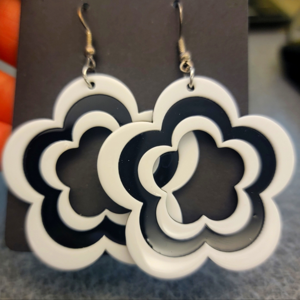 Acrylic Black & White Earrings